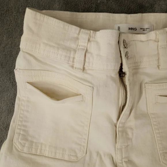 Mango Women's Cream High-Waist Straigh Jeans Size 4 - Picture 6 of 16